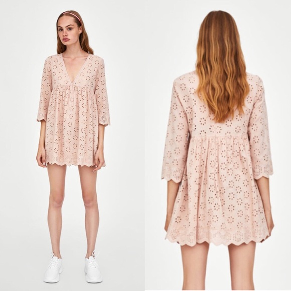 zara openwork embroidery dress